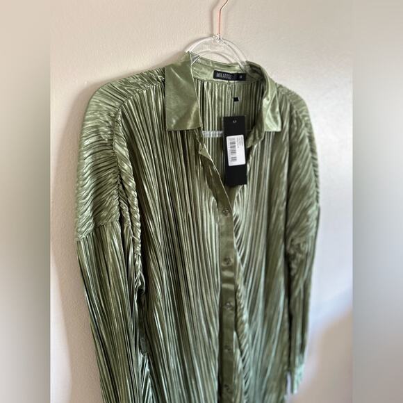 Mikarose Elysa Pleated Satin Midi Dress – Milky Tea – Size M (NWT) - Picture 5 of 5